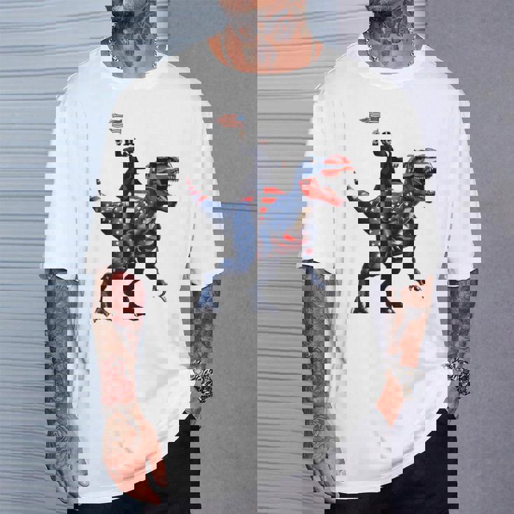 Dino Abraham Lincoln 4Th Of July Boys American Flag Tシャツ 彼への贈り物