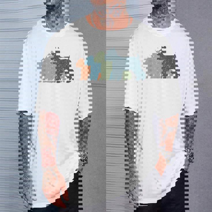 Dog Mom & Dad シルエット ヴィンテージ シュナウザー Tシャツ 彼への贈り物