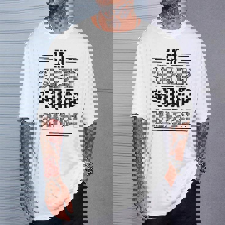 Eatleepquat Repeat 面白いジムワークアウト Tシャツ 彼への贈り物