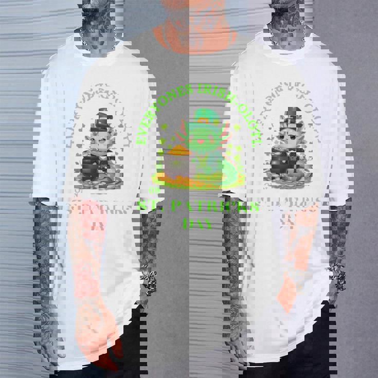 Everyones Irish Olotl Axolotl 聖パトリックデー グリーン アホロートル 長袖tシャツ Tシャツ 彼への贈り物