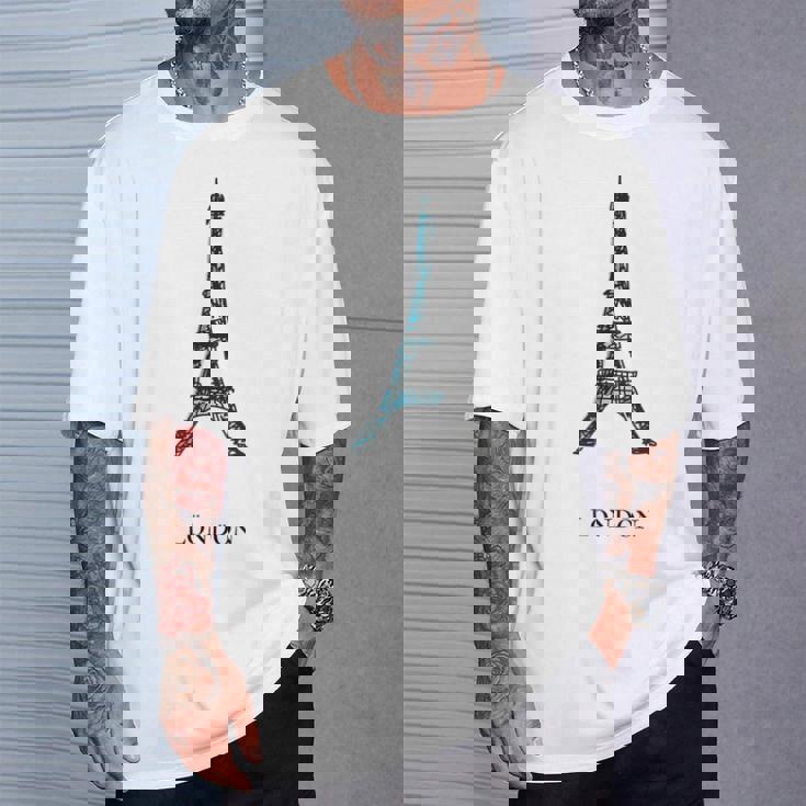 Europe ロンドン ブリテン エッフェル塔 パリ フランス Tシャツ 彼への贈り物