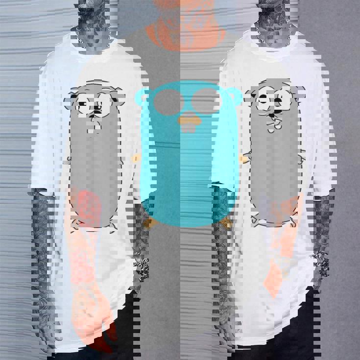 Go Golang プログラミング言語ロゴ マスコットゴファー Tシャツ 彼への贈り物