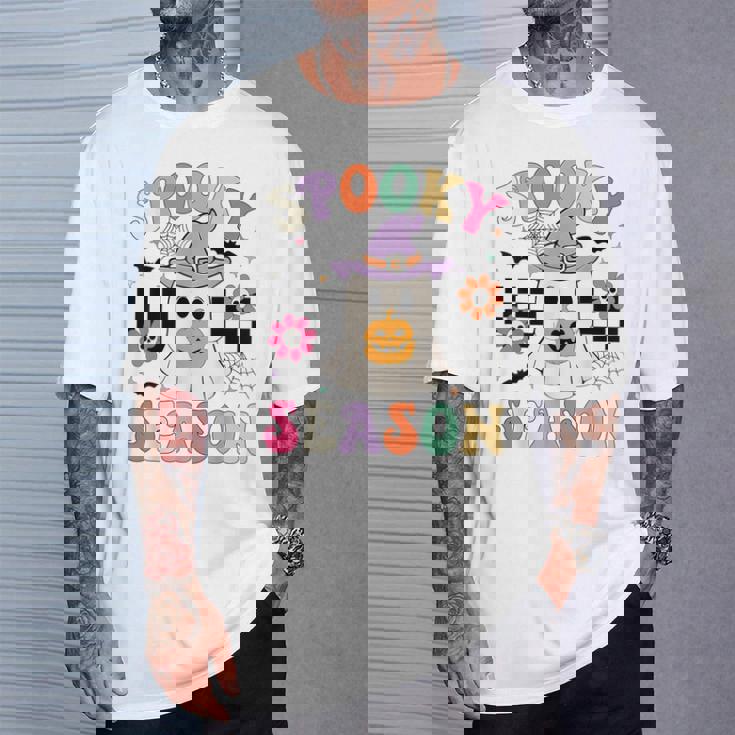 Groovypookyeason レトロ ゴースト 持株 パンプキン ハロウィン Tシャツ 彼への贈り物