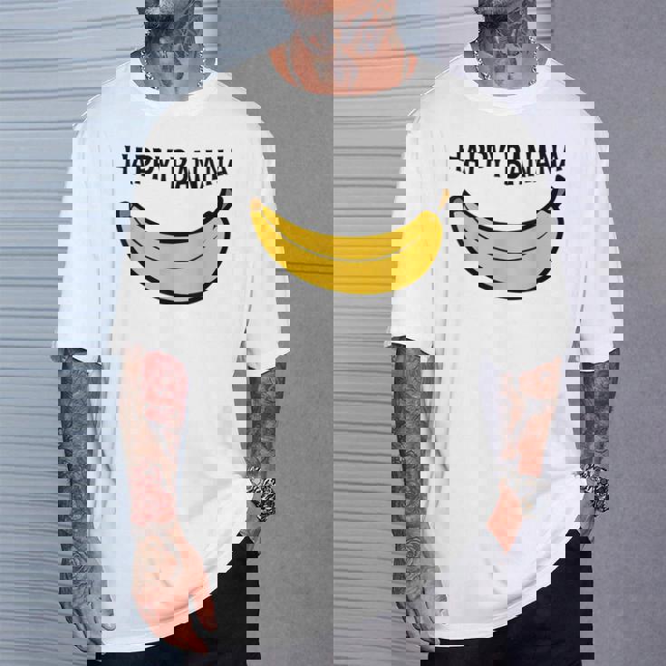 Happy Banana ファニーバナナラブ フルーツバナナ スマイリーフェイス Tシャツ 彼への贈り物