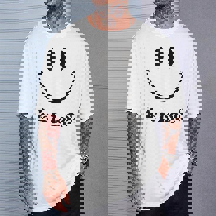 Be Happy Groovy スマイルフェイス かわいい ハッピーピース スマイルフェイス Tシャツ 彼への贈り物