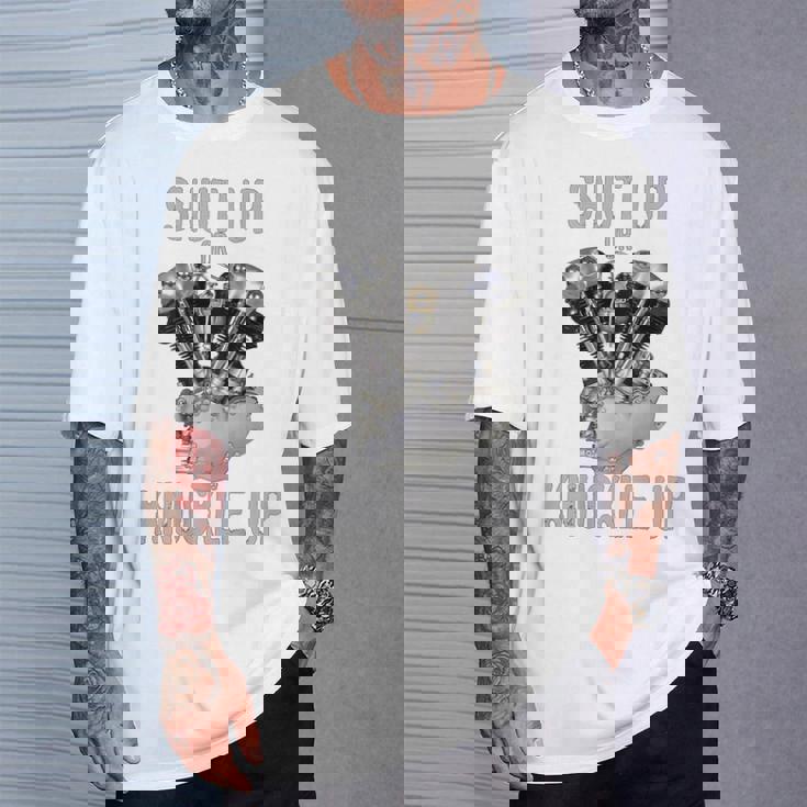 Hd-Twin シャットアップまたはナックルアップ ナックルヘッド レトロ バイカーギア Tシャツ 彼への贈り物