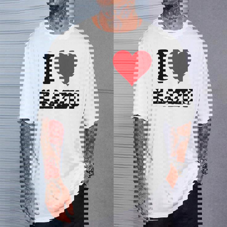 I Heart Kazu 名 I Love パーソナライズ Tシャツ 彼への贈り物