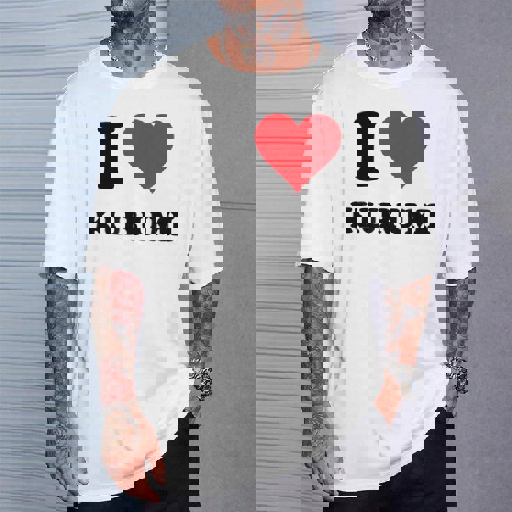 I Heart Kurumi ファーストネーム I Love パーソナライズ Tシャツ 彼への贈り物