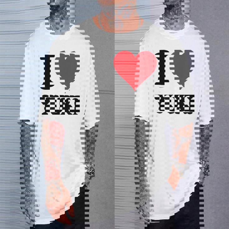 I Heart Yukiファーストネーム I Love パーソナライズ Tシャツ 彼への贈り物