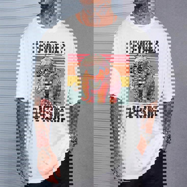 I'm Woolly Awesome 面白い レトロ メンズ レディース キッズ ウーリーマンモス Tシャツ 彼への贈り物