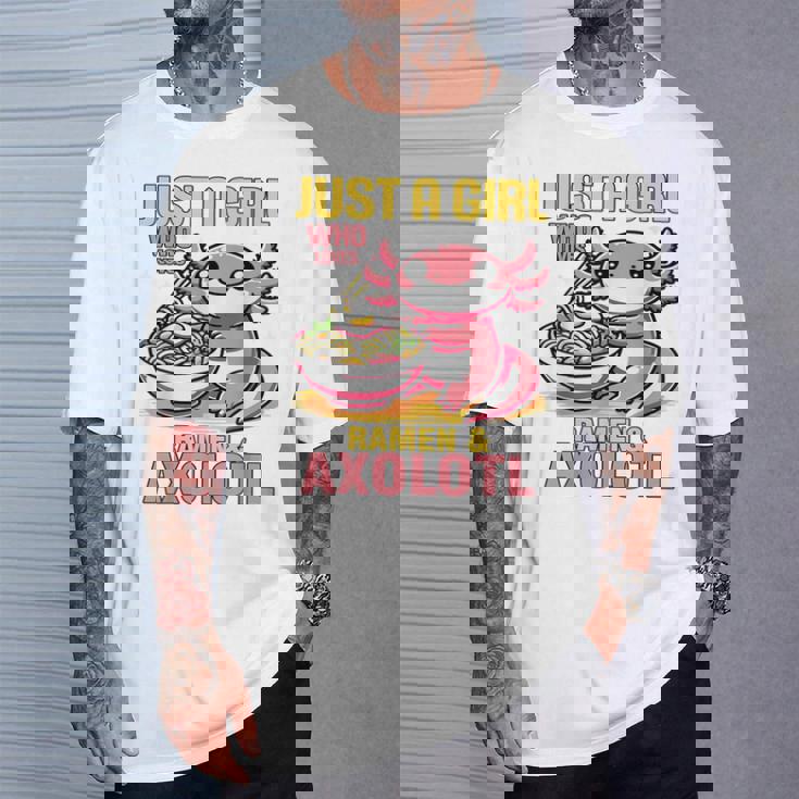 Just A Girl Who Loves Ramen And Axolotl Pink Kawaii Axolotl Tシャツ 彼への贈り物