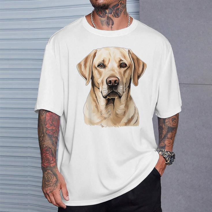 Labrador Cara Mascota Dibujo Ilustración Animal Labrador Camiseta unisex Regalos para él