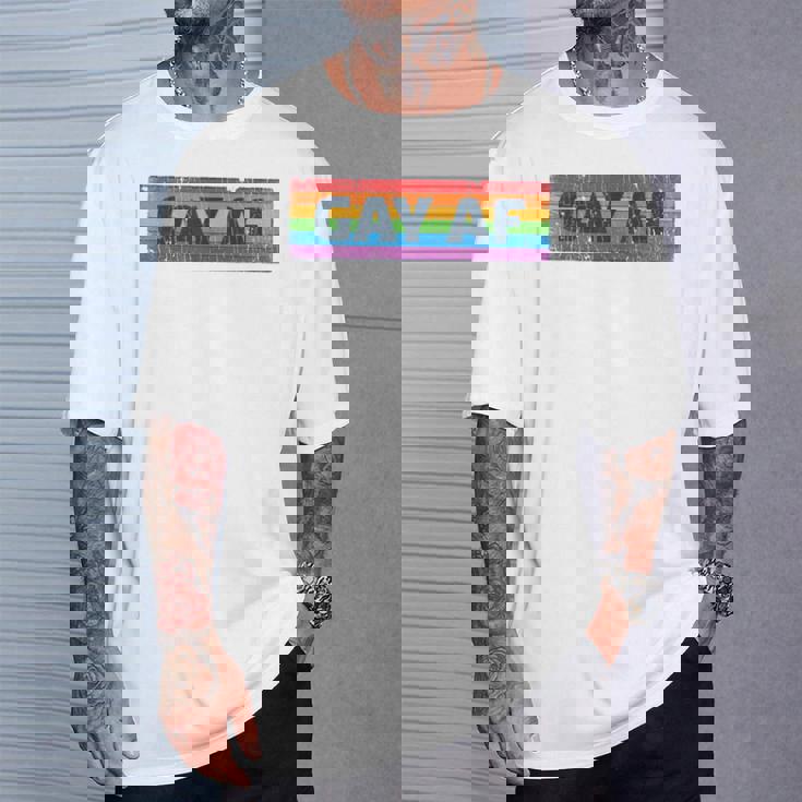 Lgbtq Gay Af Pride Lgbt Ally Rainbow Flag Retrointage Tシャツ 彼への贈り物