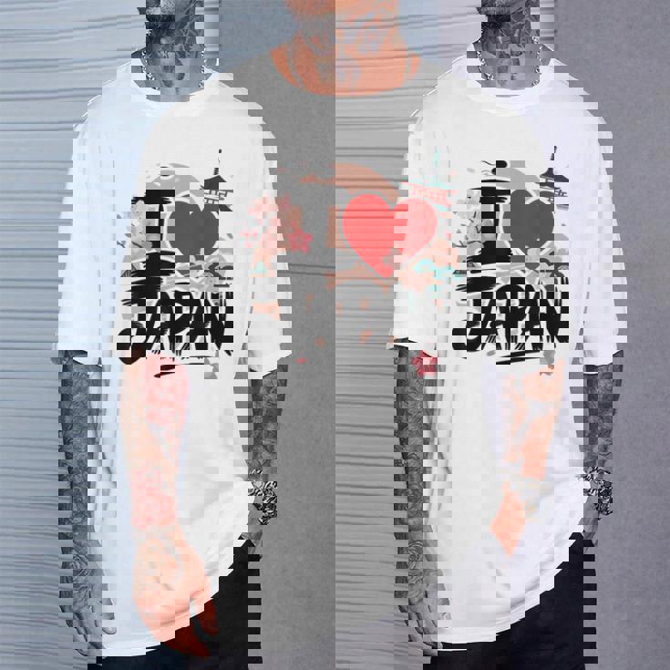 I Love Japan 桜 桜 日本の富士山 寺院 Tシャツ 彼への贈り物