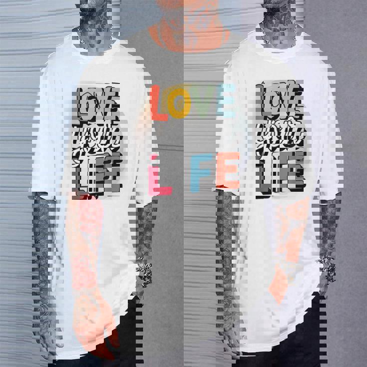 Love Your Life インスピレーション引用シャツ モチベーションアップ Tシャツ 彼への贈り物