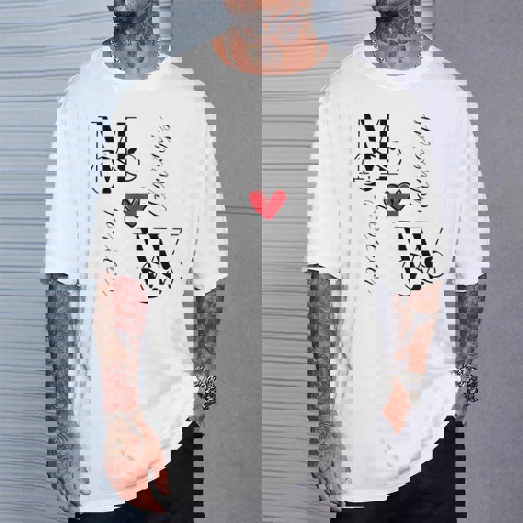 M&W カップル イニシャル 結婚式 記念日 新築祝い Tシャツ 彼への贈り物