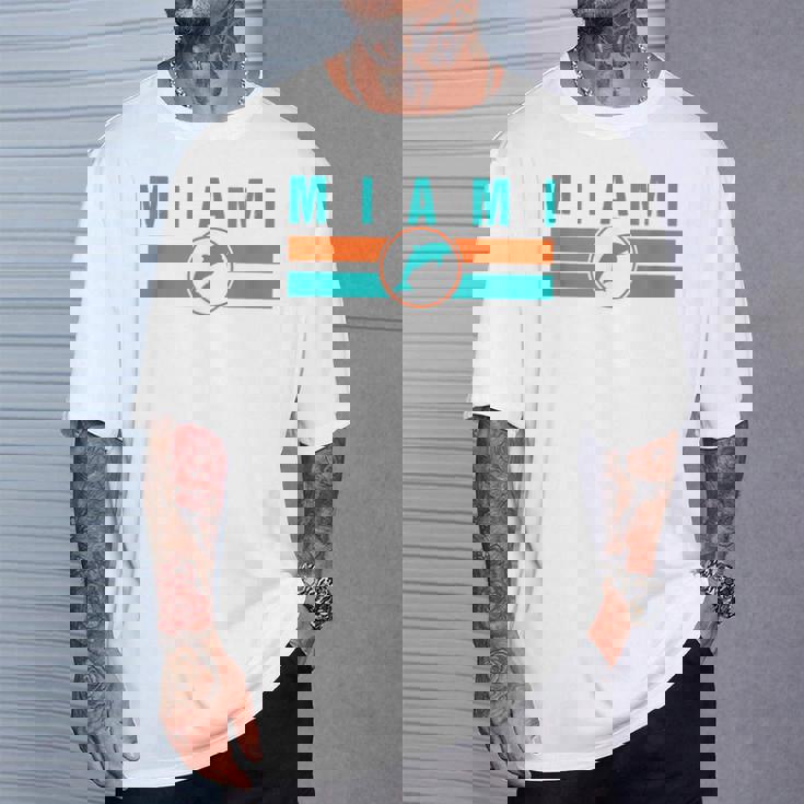 Mia マイアミ ローカルスタンダード Mia レトロ ドルフィン マイアミ Fl クラシック Tシャツ 彼への贈り物