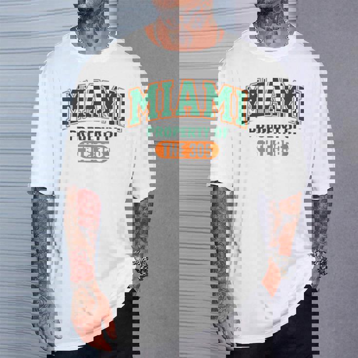 Miami Property 305 ストリートウェア マイアミシティカルチャースタイル Tシャツ 彼への贈り物
