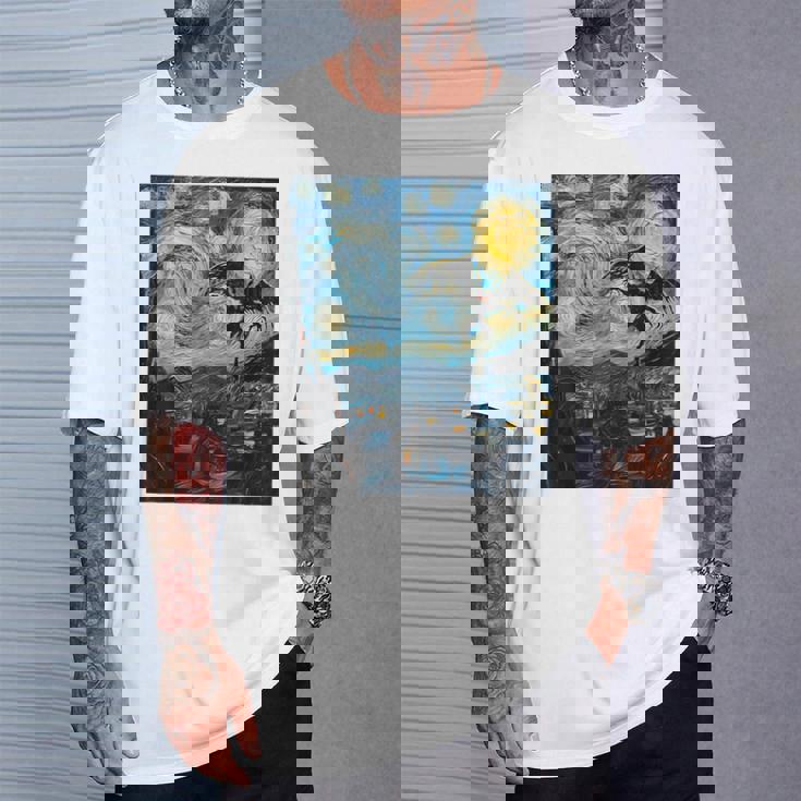 Mothman Cryptid Cryptozoology 星月夜 ゴッホ絵画 Tシャツ 彼への贈り物