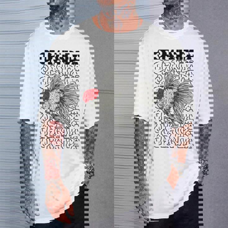 Oranda Goldfish 80年代スタイル ファンシー金魚オーナー Tシャツ 彼への贈り物