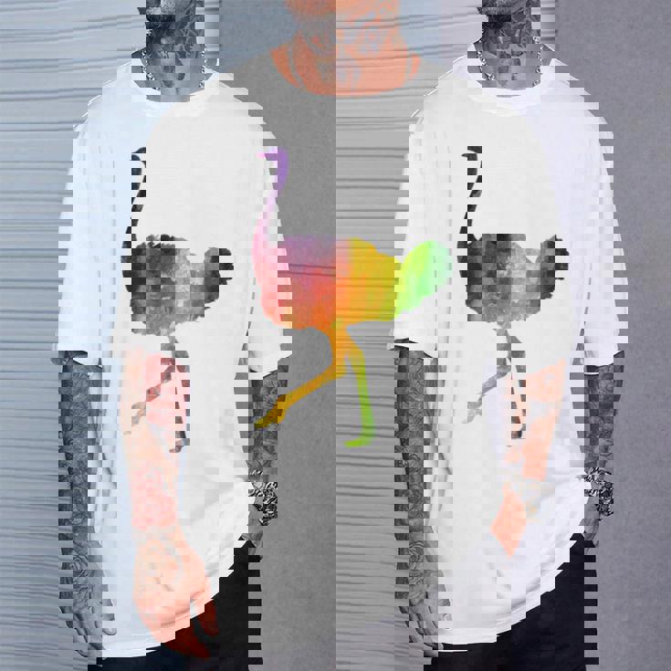 Ostrich African ダチョウ Animal Watercolor Graphic Tシャツ 彼への贈り物