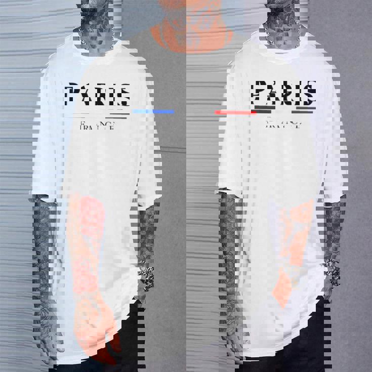 Paris With France Flag Novelty Graphic & Cool s Tシャツ 彼への贈り物