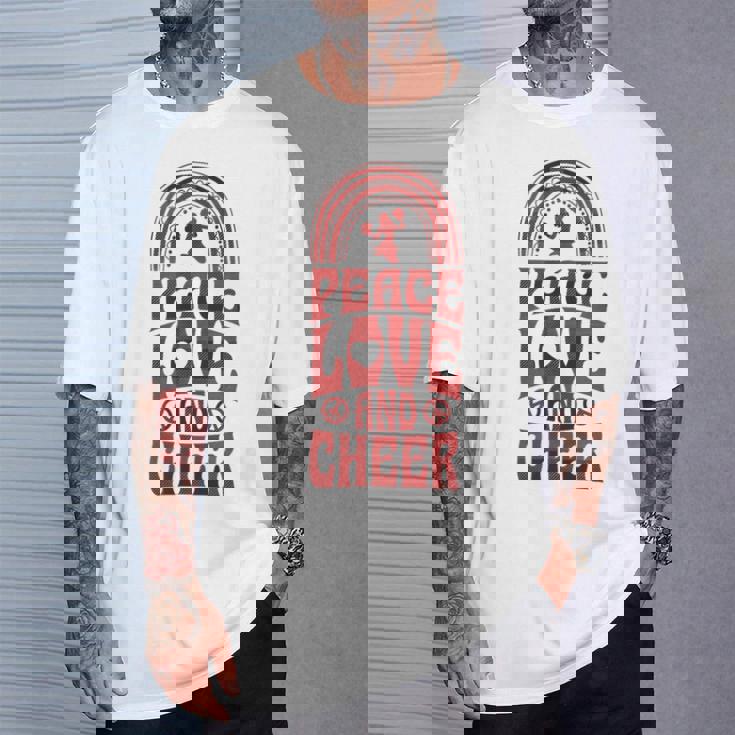 Peace Love And Cheer ボヘミアンレインボーチアリーダー Tシャツ 彼への贈り物