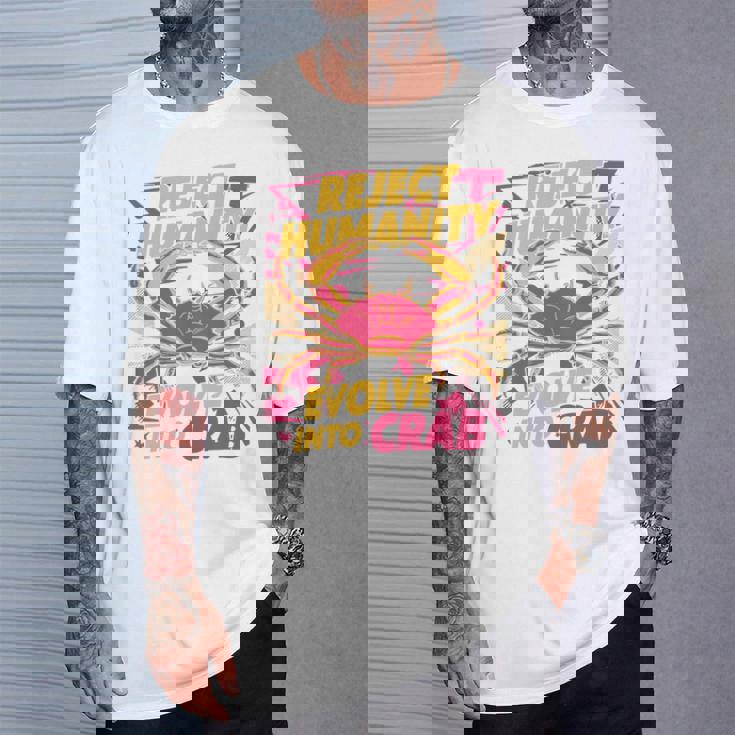 Reject Humanity Evolve To Crab ファニーカニ 長袖tシャツ Tシャツ 彼への贈り物