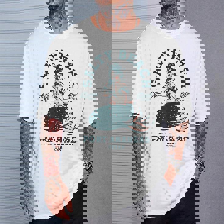 Salty Beach Port Aransas テキサス マーメイドシャツ ダイブバー オイスター Tシャツ 彼への贈り物