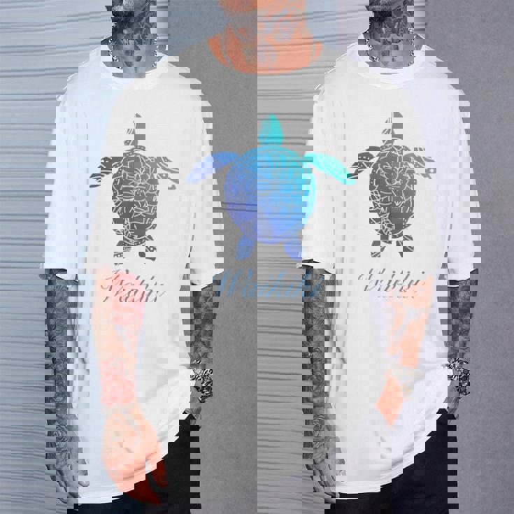 Save The Hawaiiea Turtles ハワイアンブルー トライバルタートルホヌ Tシャツ 彼への贈り物