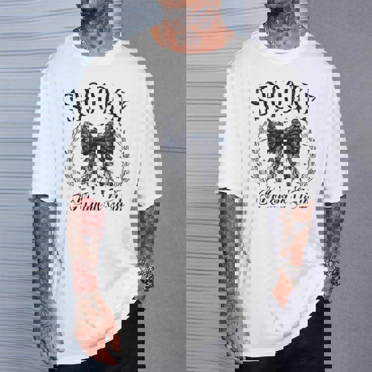 Spooky Mamas Club ソーシャル ハロウィン ダークコケット ブラック リボン Tシャツ 彼への贈り物