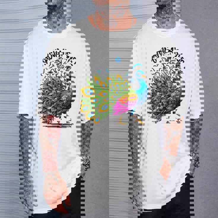 Strutting Mytuff カラフル 孔雀好き Tシャツ 彼への贈り物