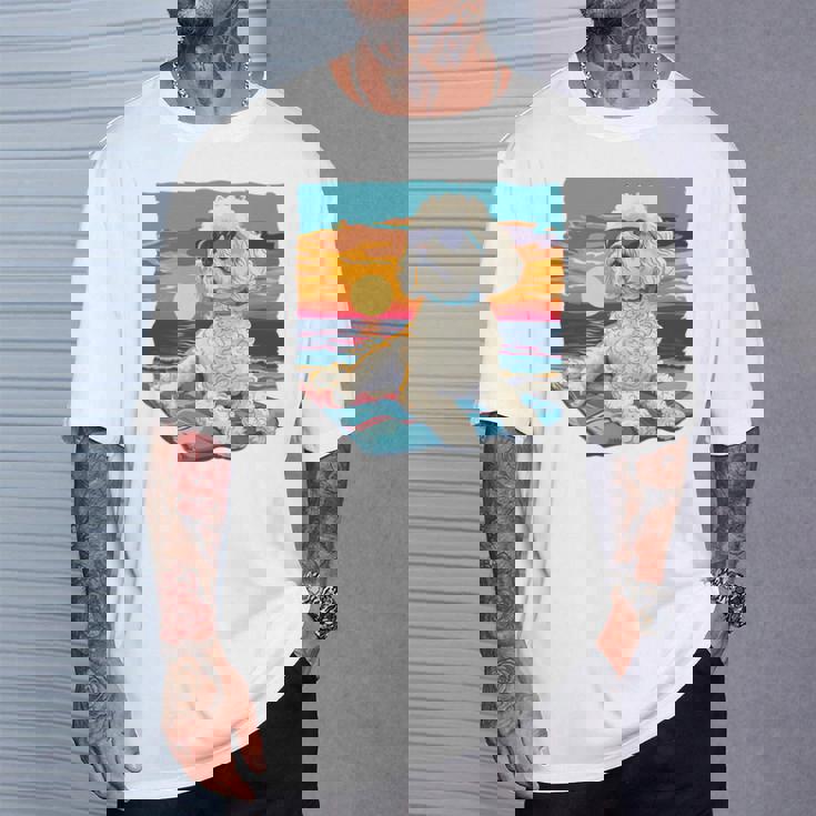 Sunny Day Doggy グラフィックデザイン ビーチレディ 子犬 長袖tシャツ Tシャツ 彼への贈り物