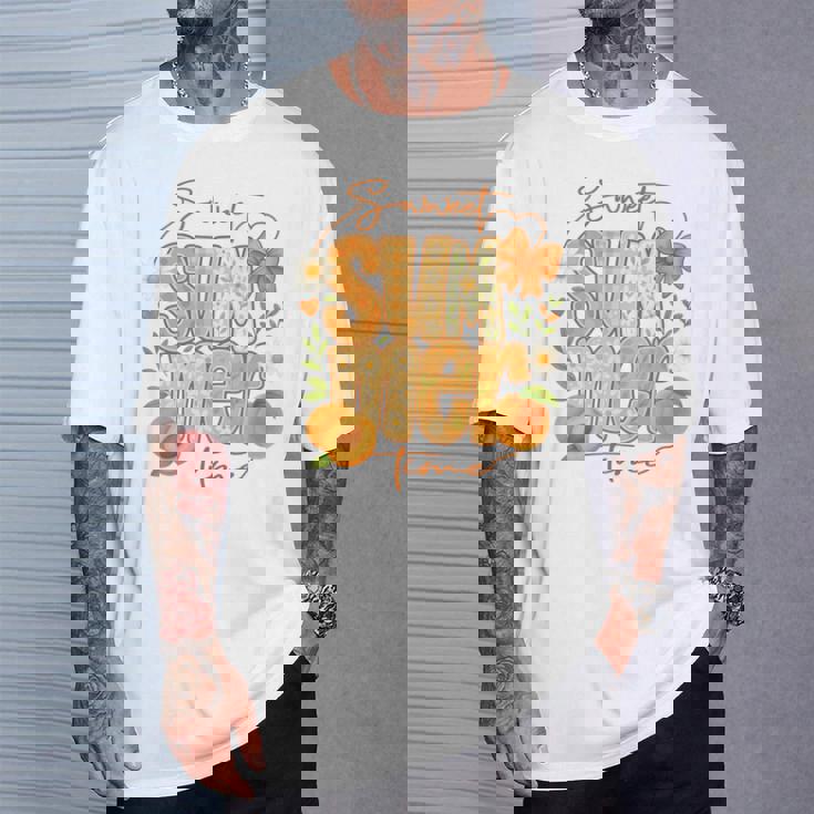 Sweetummer Time 鮮やかなフローラルピーチ 長袖tシャツ Tシャツ 彼への贈り物