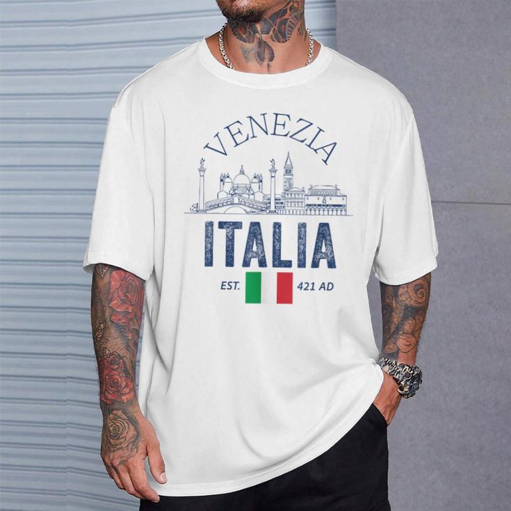 Venezia Italiaouvenirenecia Italia Bandera Recordatorio Hombres Es Camiseta unisex Regalos para él