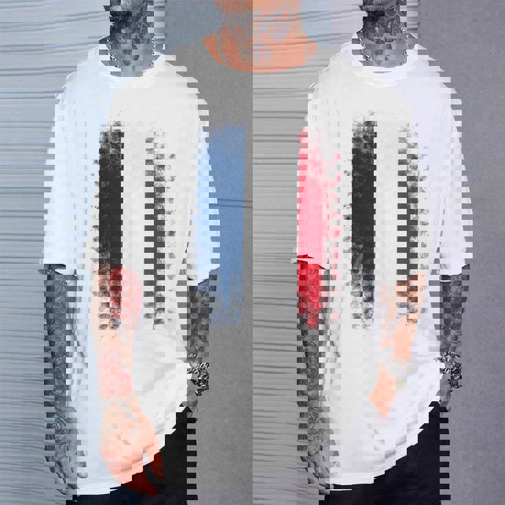 Vintage France Distressed Flag Illustration Graphic s Tシャツ 彼への贈り物