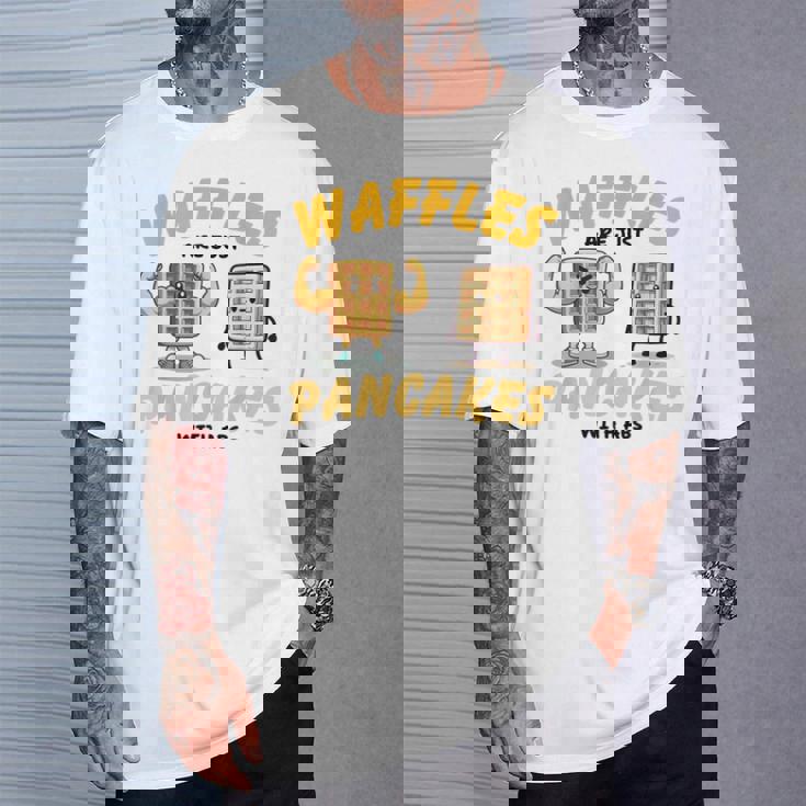Waffles Are Just Pancakes With Abs Breakfast ワッフル愛好家 Tシャツ 彼への贈り物