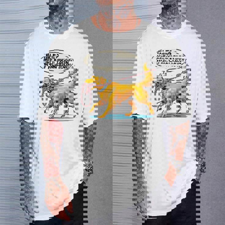 Walkies 犬の散歩 ゴールデンレトリバー 面白い犬好きデザイン Tシャツ 彼への贈り物