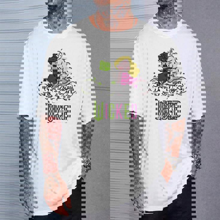 Wicked Elphaba & Glinda Together 遊び心のある漫画スタイル Tシャツ 彼への贈り物