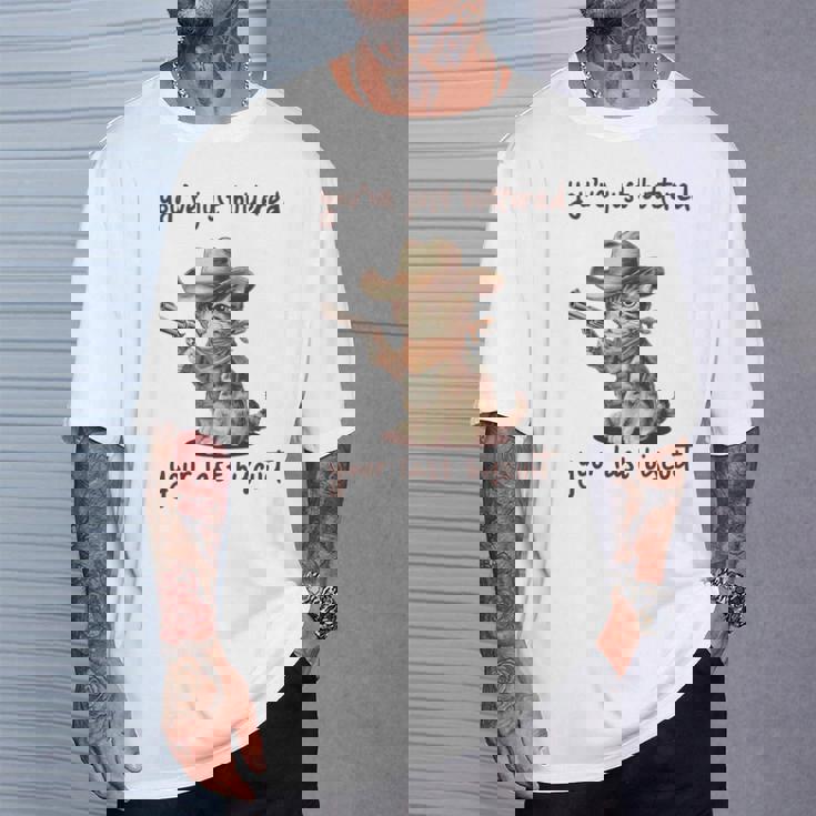 You 'Ve Just Buttered Your Last Biscuit Meow Cowboy Cat Meme 長袖tシャツ Tシャツ 彼への贈り物