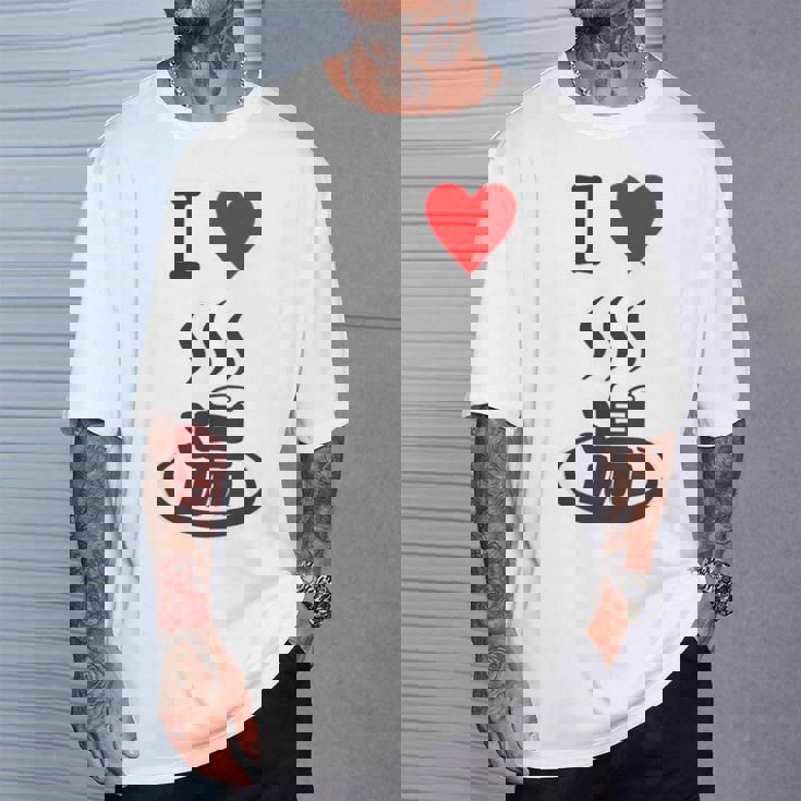 【バックプリント・背中側】アイラブ・湯 イラスト【温泉】お風呂 マーク 銭湯 記号 ハート 面白い Tシャツ 彼への贈り物