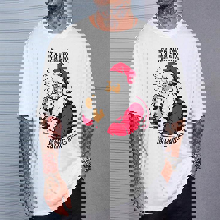 おもしろい親愛なるサンタさん、コーヒーを持ってきてクリスマスクリスマス Tシャツ 彼への贈り物