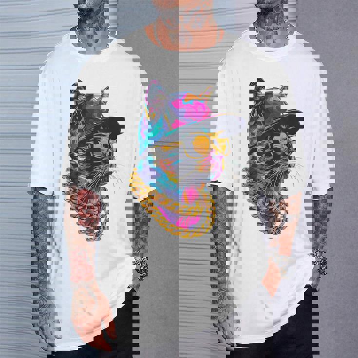 かっこいい ヒップホップ 猫 アーバン ストリートウェア B-Boy グラフィティ Tシャツ 彼への贈り物