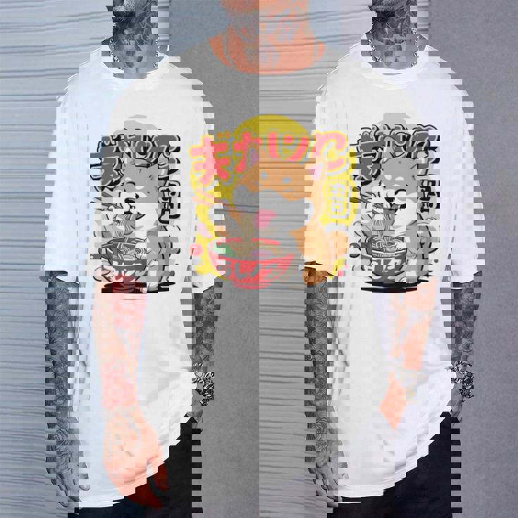 かわいい 柴犬 ラーメン好き おもしろい 日本犬 長袖tシャツ Tシャツ 彼への贈り物