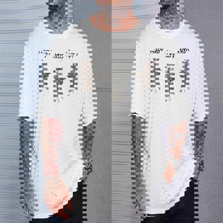 かわいいジャンピング ハッピーキャット ミーム トレンド ファニー Tシャツ 彼への贈り物