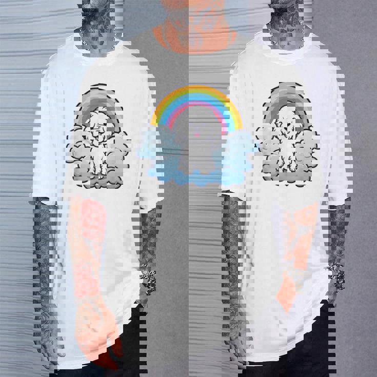 かわいいボロネーゼ犬 レインボークラウド カラフル カワイイ 子犬好き Tシャツ 彼への贈り物