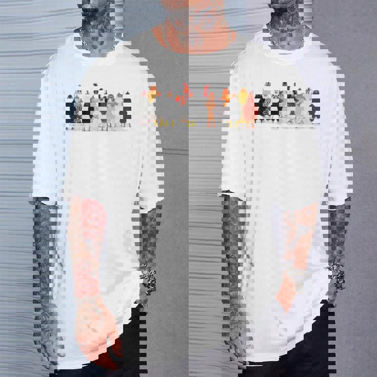 かわいい鶏 洋画 恋 春 パステル Tシャツ 彼への贈り物