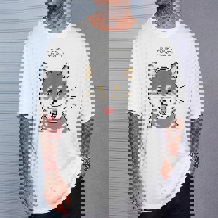 にぱっと笑う黒柴 柴犬のドット絵 Tシャツ 彼への贈り物