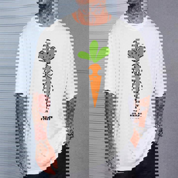 にんじん 人参 顔 イラスト かわいい おもしろ 簡単 シンプル ゆるい 野菜 Tシャツ 彼への贈り物