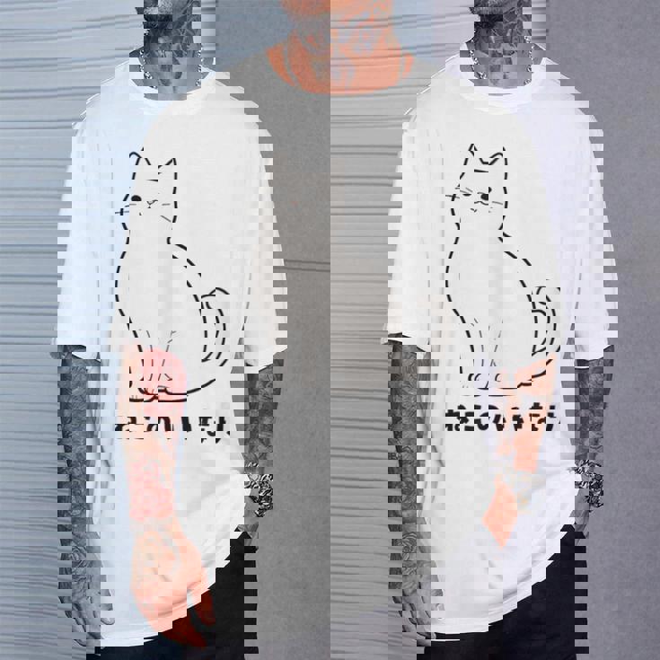 ねこのいいなり 猫 ネコ 白猫 イラスト おもしろ おしゃれ シンプル かわいい 猫飼い 猫好き 男性 女性 Tシャツ 彼への贈り物